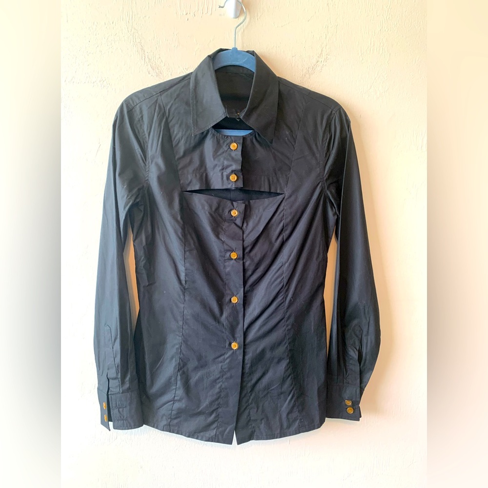 Vivienne Westwood Red Label black button up key hole shirt size 42 (s)